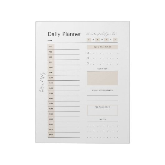  Neutral Daily Planner - Topprioriteit, Notitieblok (Gedraaid)