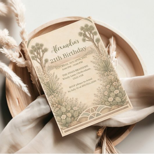 Neutral Desert Floral Birthday Kaart