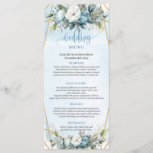 Neutral Dusty Blue Greenery Gold Glitter Wedding   Menu (Voorkant)