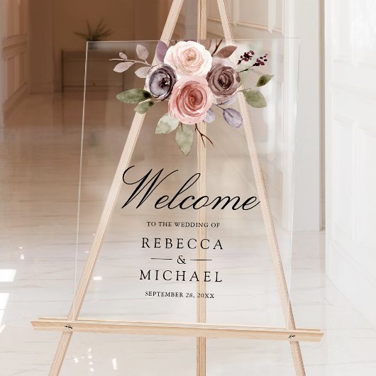 Neutral Earthy Taupe Floral Wedding Welcome