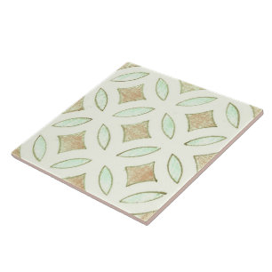 Neutral East Asian Floral Pattern Tegeltje