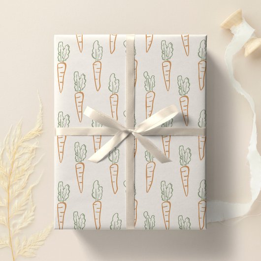 Neutral Easter Pattern Carrot Spring Garden Beige Cadeaupapier