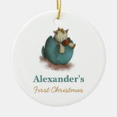 Neutral Eerste Kerstmis ornament met dinosaurus (Voorkant)