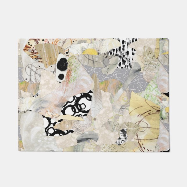 Neutral Elegant Abstract Collage Design Deurmat (Voorkant)