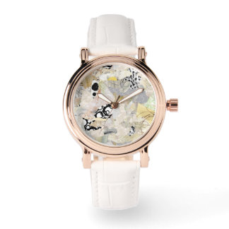 Neutral Elegant Abstract Collage Design Horloge