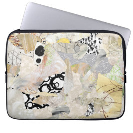 Neutral Elegant Abstract Collage Design Laptop Sleeve
