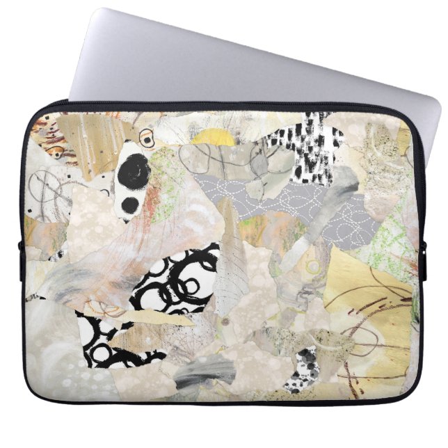 Neutral Elegant Abstract Collage Design Laptop Sleeve (Voorkant)