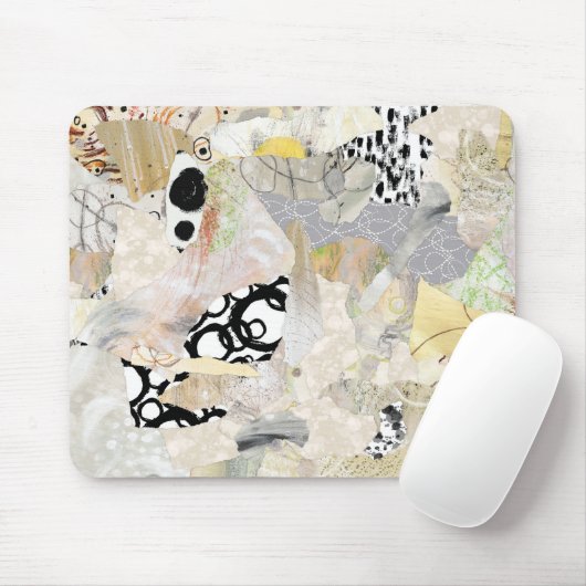 Neutral Elegant Abstract Collage Design Muismat (Met muis)