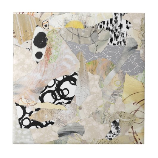 Neutral Elegant Abstract Collage Design Tegeltje (Voorkant)