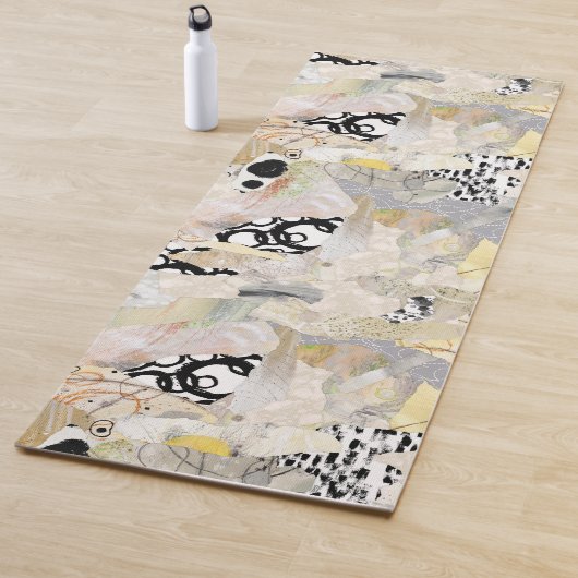 Neutral Elegant Abstract Collage Design Yogamat (In situ)