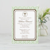 Neutral Elegant Christening Uitnodiging - Groen (Staand voorkant)