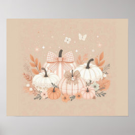 Neutral Fall Pumpkin Wall Art Poster