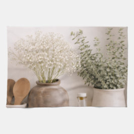 Neutral Farmhouse Kitchen Towel Wildflower Floral Theedoek