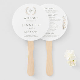 Neutral Floral Blush Monogram Wedding Program Handwaaier