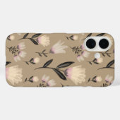 Neutral Floral iPhone Case | Soft Blush Modern Bot (Achterkant (horizontaal))