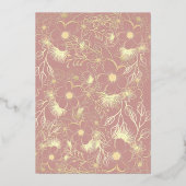 Neutral Floral Roos Gold Wedding Folie Uitnodiging (Achterkant)