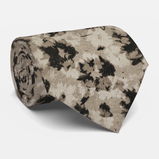 Neutral Floral Stropdas Beige Abstract Black Flowe (Opgerold)