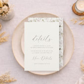Neutral Floral Wedding Details Card Kaart
