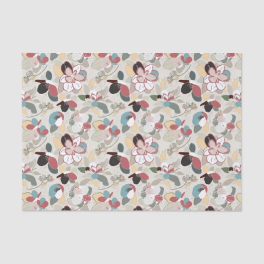 Neutral Floral Winter Magnolia Tissuepapier (Voorkant)