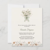 Neutral florals green ivory Baby Shower invitation (Voorkant)