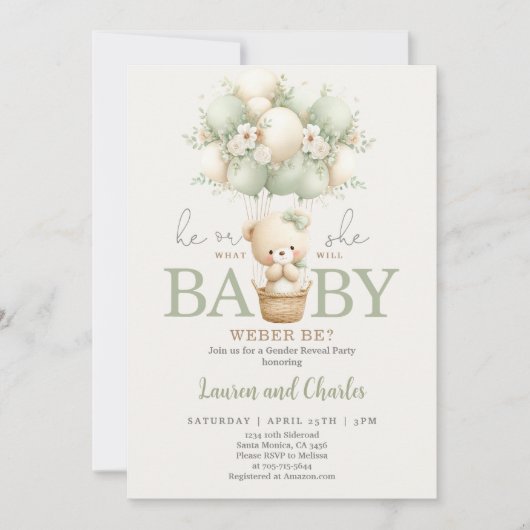 Neutral Gender Reveal Invitation (Devant)