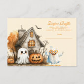 Neutral Ghost Halloween Diapper Raffle Informatiekaartje (Voorkant)