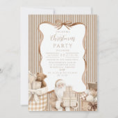 Neutral Gingham Santa Christmas Kaart (Voorkant)