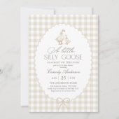 Neutral Gingham Silly Goose Baby Shower Kaart (Voorkant)
