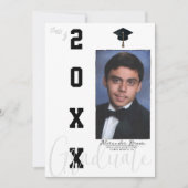 Neutral Grey Zwart Afstuderen Foto Aankondiging (Voorkant)