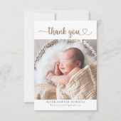 Neutral Heart Script Foto Baby Dank u kaart (Voorkant)