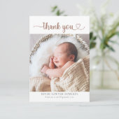 Neutral Heart Script Foto Baby Dank u kaart (Staand voorkant)