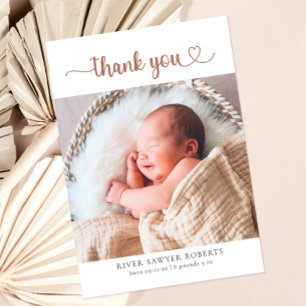 Neutral Heart Script Foto Baby Dank u kaart