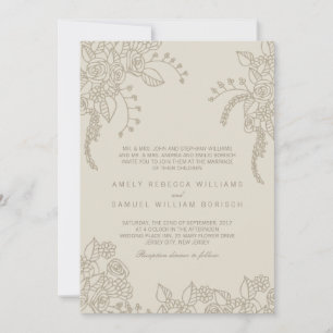Neutral Henna Wedding Invitation Kaart