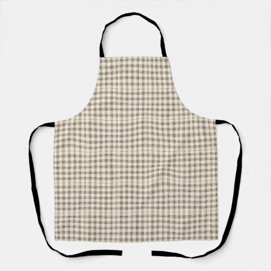 Neutral Ivory and Black Gingham Plaid Schort (Voorkant)