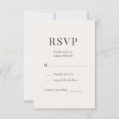 Neutral Ivory Minimalist Wedding RSVP  Kaartje (Voorkant)