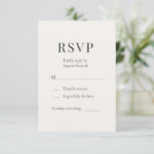 Neutral Ivory Minimalist Wedding RSVP  Kaartje (Staand voorkant)