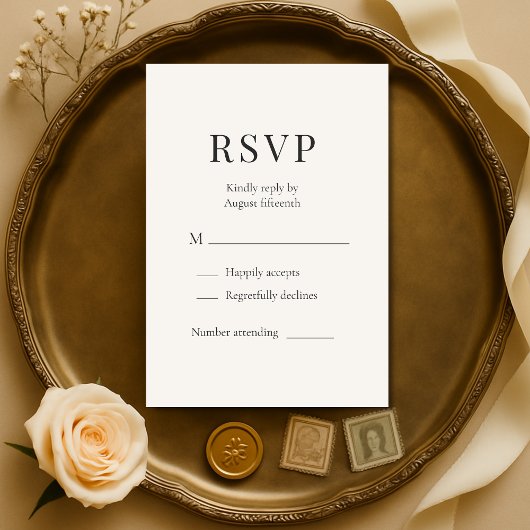 Neutral Ivory Minimalist Wedding RSVP  Kaartje