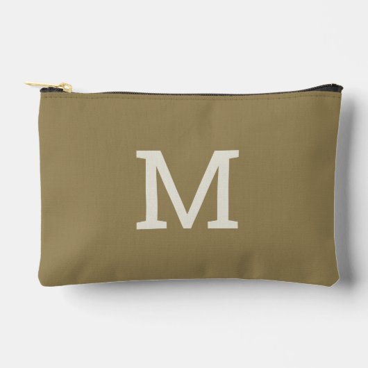 Neutral Khaki Taupe Monogram Initiaal Accessoire T Etui (Voorkant)