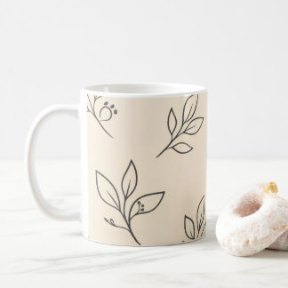 Neutral Leaf Mug | Beige Coffee Mug