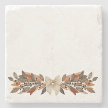 Neutral Leaf Thanksgiving Stone Coaster