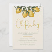 Neutral Lemon Baby shower Invitation Kaart (Voorkant)