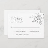 Neutral Line Art Floral Elegante bruiloft RSVP Kaartje (Voorkant / Achterkant)