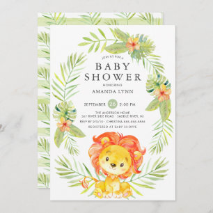 Neutral Lion Baby shower Invitation Kaart