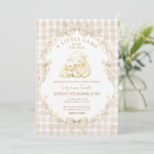 Neutral Little Lamb Baby Shower Invitation (Debout devant)