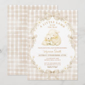 Neutral Little Lamb Baby Shower Invitation (Devant / Derrière)