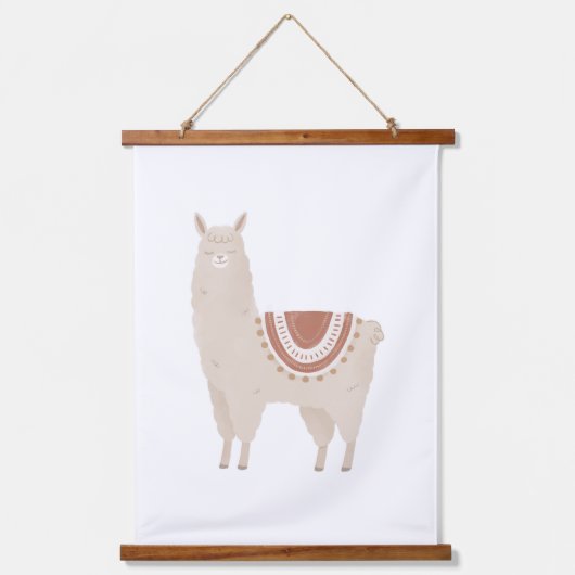 Neutral Llama Boho Nursery Decor Hangend Wandkleed (Voorkant)