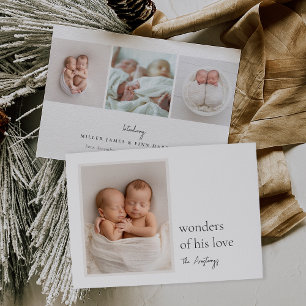 Neutral minimal Twins Faire-part de naissance de v