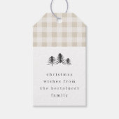 Neutral Minimalist Plaid Pine Tree Christmas Cadeaulabel (Voorkant)