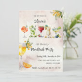 Neutral Mocktail Verjaardagsfeestuitnodiging Kaart (Staand voorkant)