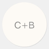 Neutral Monogram Modern Wedding Ronde Sticker (Voorkant)